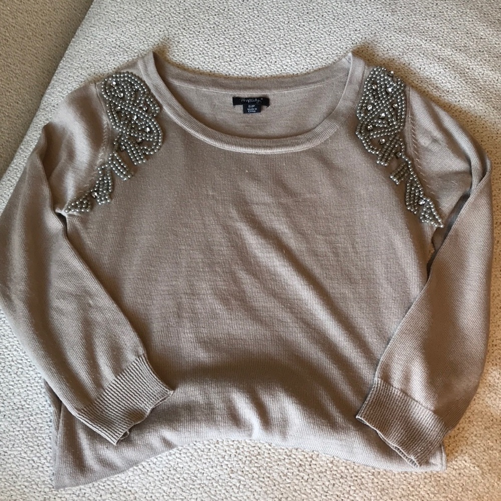 Rhapsody bodycon tan sweater dress